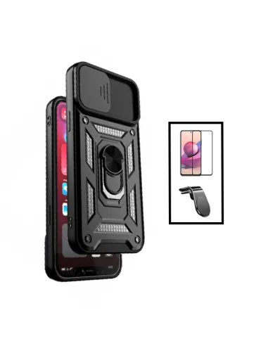 Kit Vidro Premium Full Cover + Capa Magnetic Slide Window + Suporte Magnético L para Xiaomi Mi 11 Lite - Preto