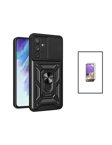 Kit Vidro Premium Full Cover + Capa Magnetic Slide Window para Samsung Galaxy A34 5G - Preto