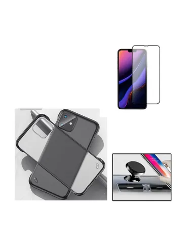 Kit Vidro Premium Full Cover + Capa Naked Bumper + Suporte Magnético para iPhone 11