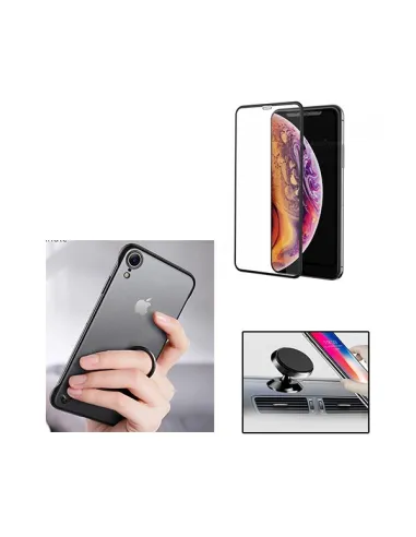 Kit Vidro Premium Full Cover + Capa Naked Bumper + Suporte Magnético para iPhone XR