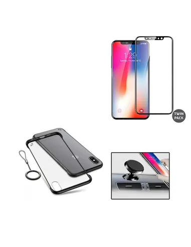 Kit Vidro Premium Full Cover + Capa Naked Bumper + Suporte Magnético para iPhone XS Max