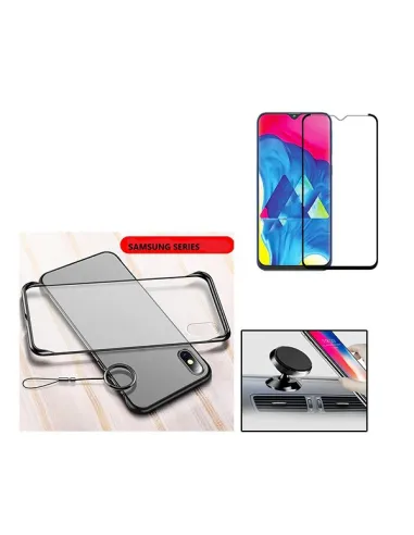 Kit Vidro Premium Full Cover + Capa Naked Bumper + Suporte Magnético para Samsung Galaxy A10