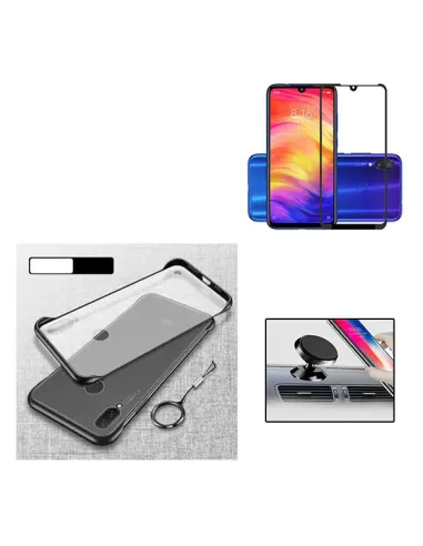 Kit Vidro Premium Full Cover + Capa Naked Bumper + Suporte Magnético para Xiaomi Redmi 7