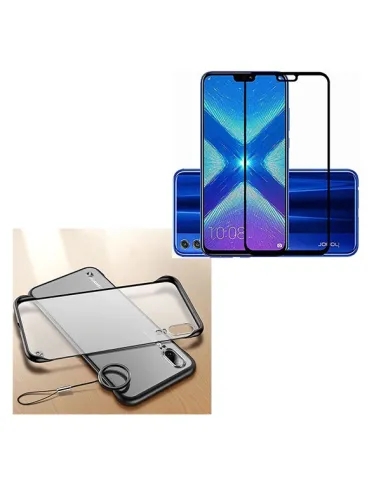 Kit Vidro Premium Full Cover + Capa Naked Bumper para Huawei Honor 8x