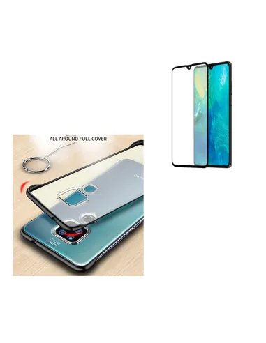 Kit Vidro Premium Full Cover + Capa Naked Bumper para Huawei Mate 20