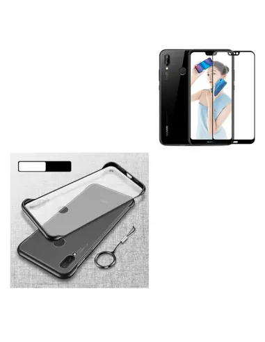 Kit Vidro Premium Full Cover + Capa Naked Bumper para Huawei P20 Lite