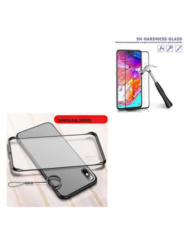 Kit Vidro Premium Full Cover + Capa Naked Bumper para Samsung Galaxy A70s