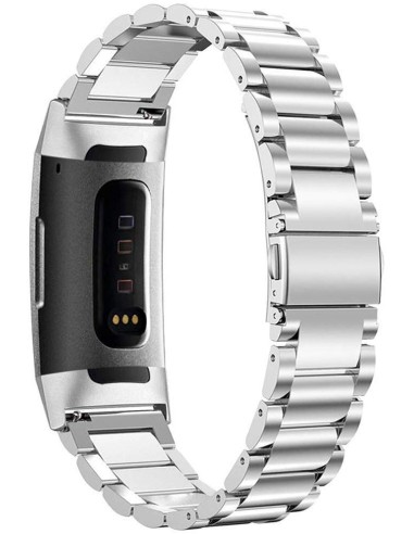 Bracelete Aço Stainless Lux + Ferramenta para Fitbit Charge 3 / Charge 3 SE - Cinza