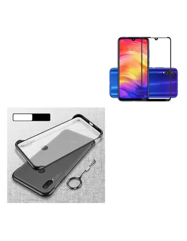 Kit Vidro Premium Full Cover + Capa Naked Bumper para Xiaomi Redmi 7