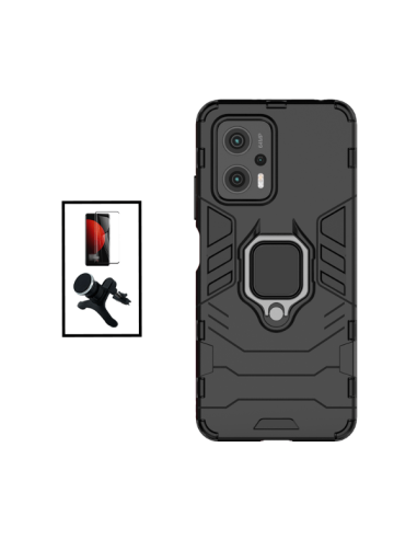 Kit Película de Vidro Temperado 5D Full Cover + Capa 3X1 Military Defender + Suporte Magnético de Carro Reforçado para Xiaomi Po