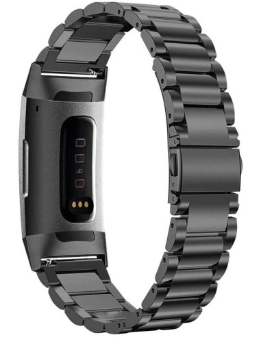 Bracelete Aço Stainless Lux + Ferramenta para Fitbit Charge 3 / Charge 3 SE - Preto