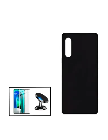 Kit Vidro Premium Full Cover + Capa Silicone Líquido + Suporte Magnético para LG Velvet