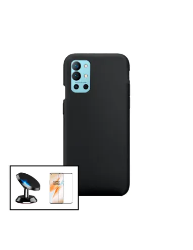 Kit Vidro Premium Full Cover + Capa Silicone Líquido + Suporte Magnético para OnePlus 9R