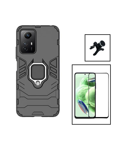 Kit Película de Vidro Temperado 5D Full Cover + Capa 3X1 Military Defender + Suporte Magnético de Carro Reforçado para Xiaomi Re