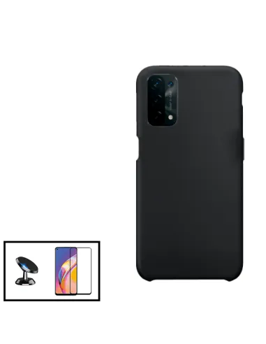 Kit Vidro Premium Full Cover + Capa Silicone Líquido + Suporte Magnético para Oppo A54 5G