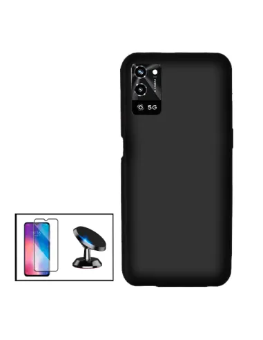 Kit Vidro Premium Full Cover + Capa Silicone Líquido + Suporte Magnético para Oppo A56 5G