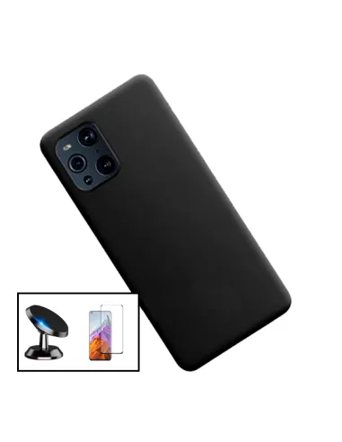 Kit Vidro Premium Full Cover + Capa Silicone Líquido + Suporte Magnético para Oppo Find X3 Pro