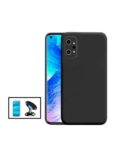 Kit Vidro Premium Full Cover + Capa Silicone Líquido + Suporte Magnético para Realme GT Neo2