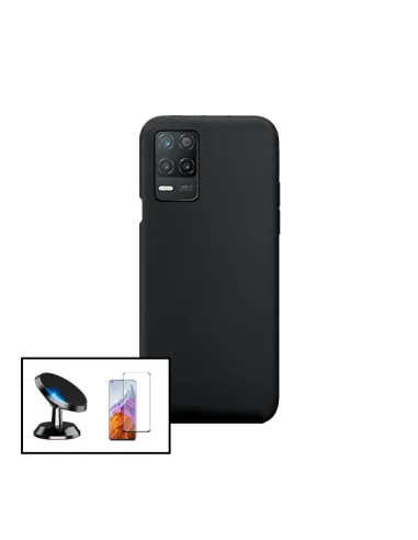 Kit Vidro Premium Full Cover + Capa Silicone Líquido + Suporte Magnético para Realme Narzo 30 5G