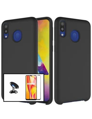 Kit Vidro Premium Full Cover + Capa Silicone Líquido + Suporte Magnético para Samsung Galaxy A20e