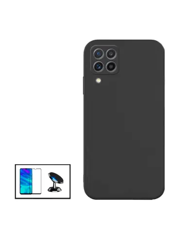 Kit Vidro Premium Full Cover + Capa Silicone Líquido + Suporte Magnético para Samsung Galaxy M22