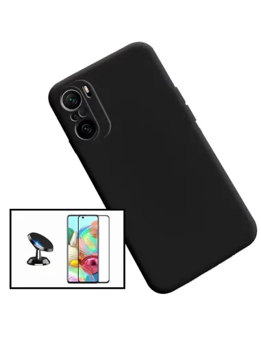 Kit Vidro Premium Full Cover + Capa Silicone Líquido + Suporte Magnético para Xiaomi Mi 11i