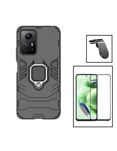 Kit Película de Vidro Temperado 5D Full Cover + Capa 3X1 Military Defender + Suporte Magnético L Safe Driving Carro para Xiaomi 