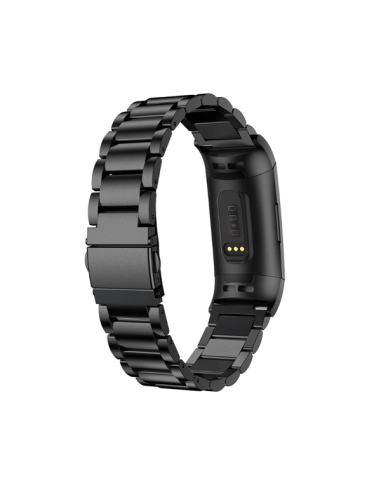 Bracelete Aço Stainless Lux + Ferramenta para Fitbit Inspire 2 - Preto