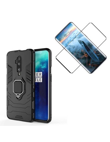 Kit Película de Vidro Temperado 5D Full Cover + Capa 3X1 Military Defender para onePlus 7T Pro