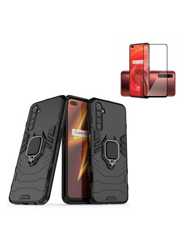 Kit Película de Vidro Temperado 5D Full Cover + Capa 3X1 Military Defender para Realme X3