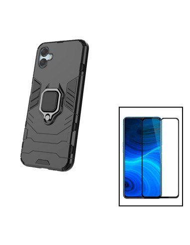 Kit Película de Vidro Temperado 5D Full Cover + Capa 3X1 Military Defender para Samsung Galaxy A04e - Preto