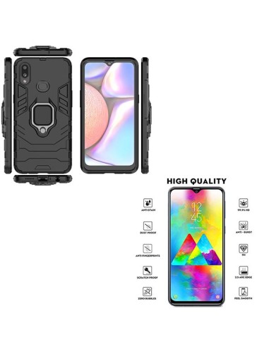 Kit Película de Vidro Temperado 5D Full Cover + Capa 3X1 Military Defender para Samsung Galaxy A10s