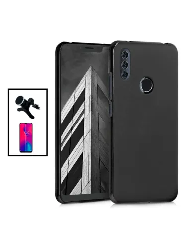 Kit Vidro Premium Full Cover + Capa Silicone Líquido + Suporte Magnético Reforçado para Alcatel 1SE Lite - Preto