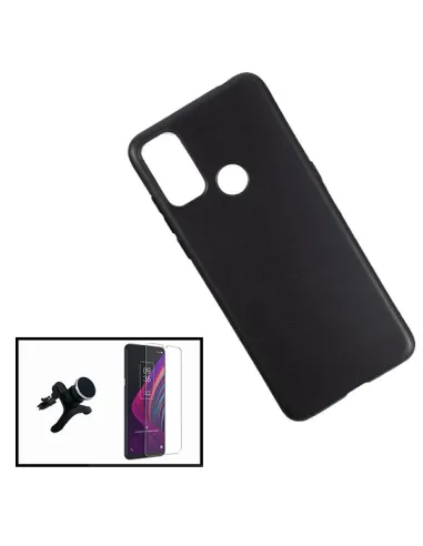 Kit Vidro Premium Full Cover + Capa Silicone Líquido + Suporte Magnético Reforçado para Alcatel 3L (2021)