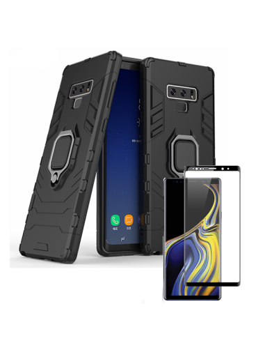 Kit Película de Vidro Temperado 5D Full Cover + Capa 3X1 Military Defender para Samsung Galaxy Note 9