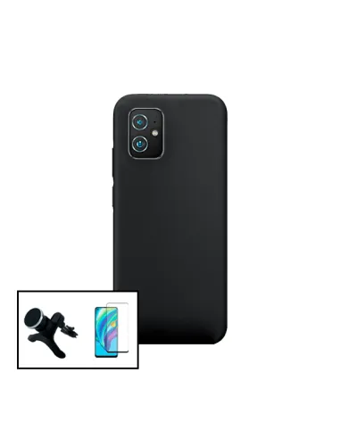 Kit Vidro Premium Full Cover + Capa Silicone Líquido + Suporte Magnético Reforçado para Asus Zenfone 8