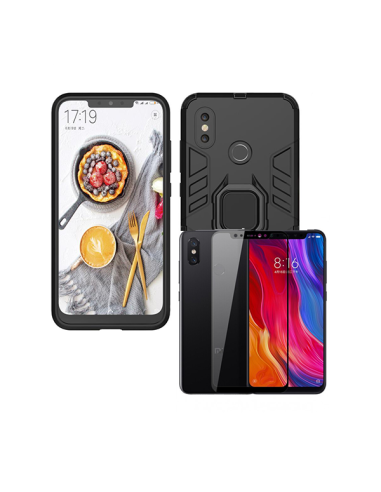 Kit Película de Vidro Temperado 5D Full Cover + Capa 3X1 Military Defender para Xiaomi Mi 8