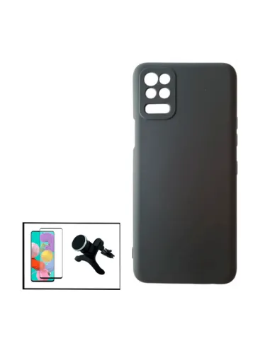 Kit Vidro Premium Full Cover + Capa Silicone Líquido + Suporte Magnético Reforçado para LG Q52