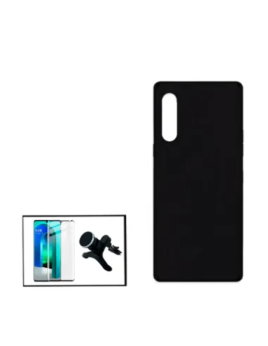 Kit Vidro Premium Full Cover + Capa Silicone Líquido + Suporte Magnético Reforçado para LG Velvet 5G