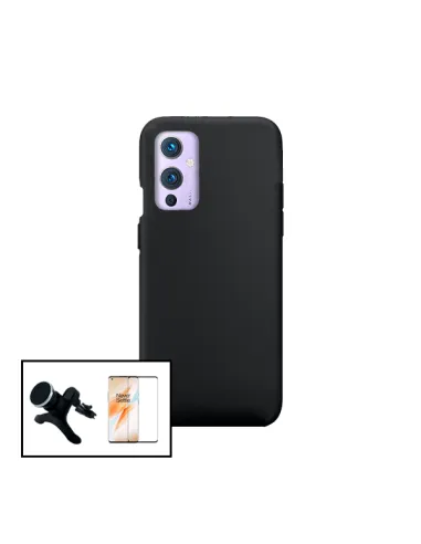 Kit Vidro Premium Full Cover + Capa Silicone Líquido + Suporte Magnético Reforçado para OnePlus 9