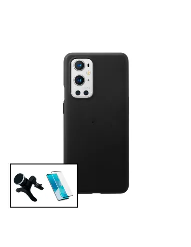 Kit Vidro Premium Full Cover + Capa Silicone Líquido + Suporte Magnético Reforçado para OnePlus 9R