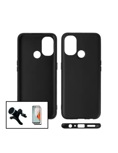 Kit Vidro Premium Full Cover + Capa Silicone Líquido + Suporte Magnético Reforçado para OnePlus Nord N100