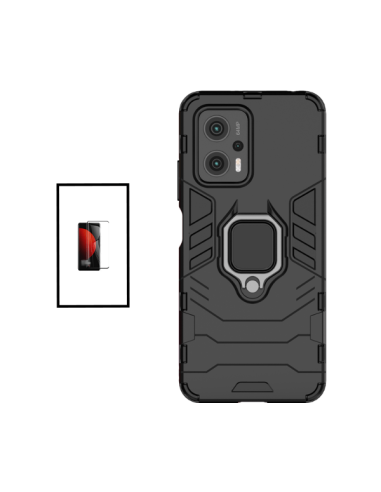 Kit Película de Vidro Temperado 5D Full Cover + Capa 3X1 Military Defender para Xiaomi Redmi K50i - Preto