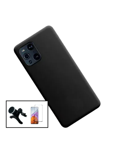 Kit Vidro Premium Full Cover + Capa Silicone Líquido + Suporte Magnético Reforçado para Oppo Find X3 Pro