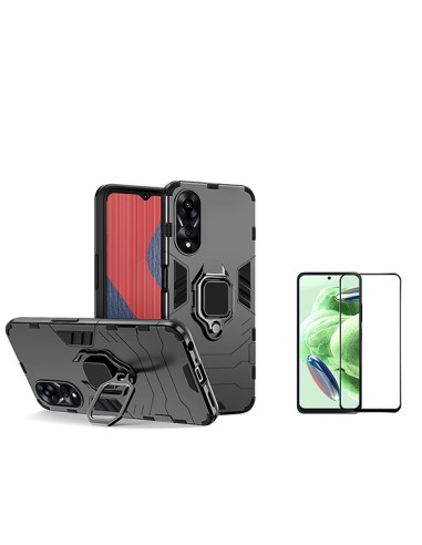 Kit Película de Vidro Temperado 5D Full Cover + Capa 3X1 Military Defender Phonecare para Oppo A58 4G - Preto