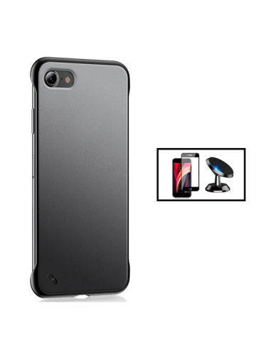 Kit Película de Vidro Temperado 5D Full Cover + Capa Invisible Bumper + Suporte Magnético de Carro para Apple iPhone SE 2022 - T