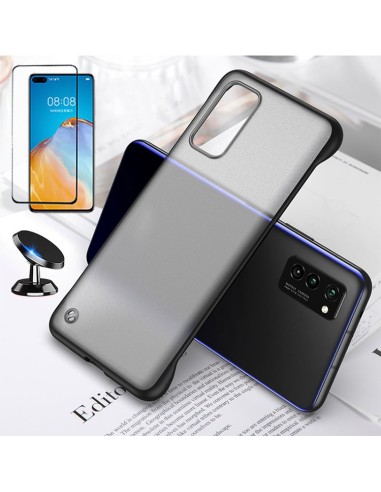 Kit Película de Vidro Temperado 5D Full Cover + Capa Invisible Bumper + Suporte Magnético de Carro para Huawei P40