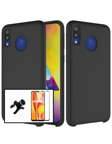 Kit Vidro Premium Full Cover + Capa Silicone Líquido + Suporte Magnético Reforçado para Samsung Galaxy A20e