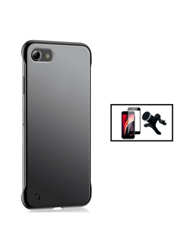 Kit Película de Vidro Temperado 5D Full Cover + Capa Invisible Bumper + Suporte Magnético de Carro Reforçado para Apple iPhone S