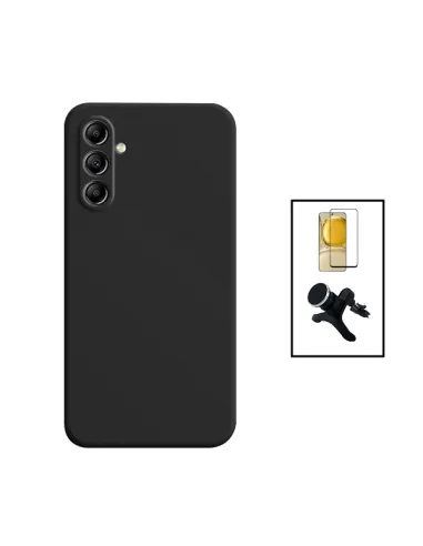 Kit Vidro Premium Full Cover + Capa Silicone Líquido + Suporte Magnético Reforçado para Samsung Galaxy A34 5G - Preto